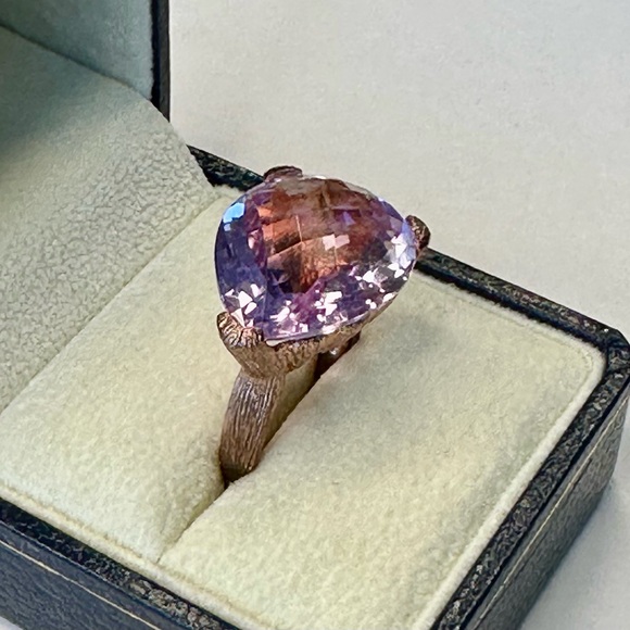 Sterling Silver Rose Gold Vermeil Amethyst Ring Size 6 - Picture 4 of 7